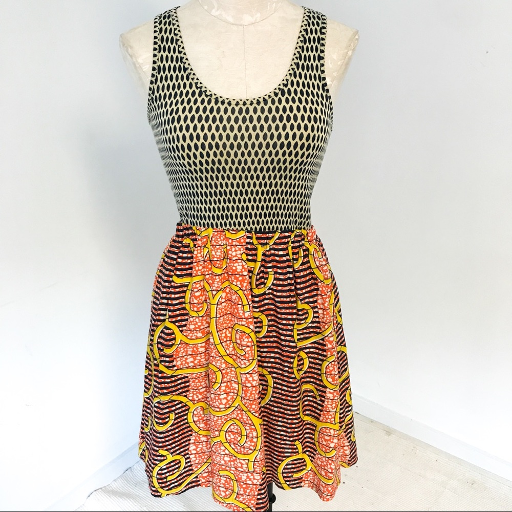 Anthropologie S Silk African Print Sundress Black - Picture 10 of 10